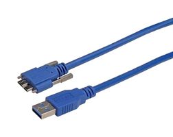 L-COM CAVISU3AMICB-03M USB Cable, Type A Plug to Micro Type B Plug, 300 mm, 11.8 ft, USB 3.0, Blue