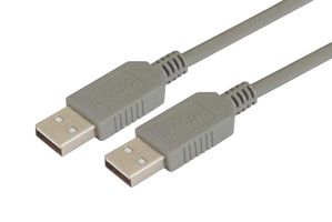 L-COM ECUSBAA-1M USB Cable, Type A Plug to Type A Plug, 1 m, 3.3 ft, USB 2.0, Grey