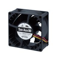 SANYO DENKI 9RA0812P1K001 DC Axial Fan, 12 V, Square, 80 mm, 38 mm, 104.5 CFM