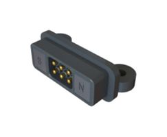 EDAC 685B0621250124E Magnetic Connector, 6 Contacts, Plug, Right Angle, 1.8 mm, 2 A, Black