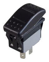 MULTICOMP PRO MPX5-134BNN-1ABD-4FN-S Rocker Switch, 12VDC LED, IP67, On-Off-On, SPDT, Illuminated, Panel, Snap-In, Black