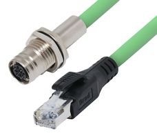 MOLEX 120406-1041 Sensor Cable, M12, Ultra-Lock 2.0 Receptacle, RJ45 Plug, 4 Positions, 500 mm, 1.64 ft