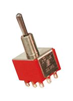 E-SWITCH 1003P1T1B1M1QEH Toggle Switch, Miniature, On-On, 3PDT, Non Illuminated, 100 Series, Panel Mount, 5 A