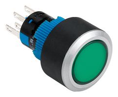 MULTICOMP PRO MPAB-PB-1060 Industrial Pushbutton Switch, 12 V LED, MPAB-PB Series, 22 mm, DPST-NO, DPST-NC, Momentary, Round