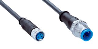 SICK YF8U13-C60UA1M2A13 Sensor Cable, A Coded, Black, M8 Receptacle, M12 Plug, 3 Positions, 600 mm, 23.62 "
