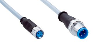 SICK YF8U13-C60VA1M2A13 Sensor Cable, A Coded, Grey, M8 Receptacle, M12 Plug, 3 Positions, 600 mm, 23.62 "