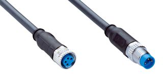 SICK YF8U14-C60UA1M8U13 Sensor Cable, 4Pos/3Pos, A Coded, Black, M8 Receptacle, M8 Plug, 600 mm, 23.62 "