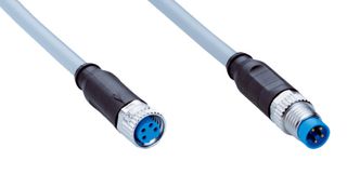 SICK YF8U14-C60VA3M8U14 Sensor Cable, A Coded, Grey, M8 Receptacle, M8 Plug, 4 Positions, 600 mm, 23.62 "