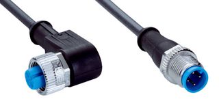 SICK YG2A14-C60UB3M2A14 Sensor Cable, A Coded, Black, 90° M12 Receptacle, M12 Plug, 4 Positions, 600 mm, 23.62 "