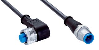 SICK YG2A15-C60UB5M2A15 Sensor Cable, A Coded, Black, 90° M12 Receptacle, M12 Plug, 5 Positions, 600 mm, 23.62 "