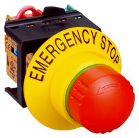 SICK ES21-SB13J1 Safety Command Device, Emergency Stop Pushbutton, 2 NC, 1 NO, Terminal Strip, Labelling, Panel Mount