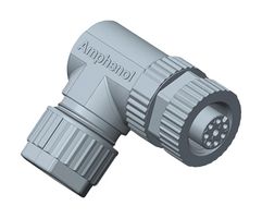 AMPHENOL LTW M12A-04BFFB-SR7001 Sensor Connector, M Series, M12, Female, 4 Positions, Screw Socket, Right Angle Cable Mount