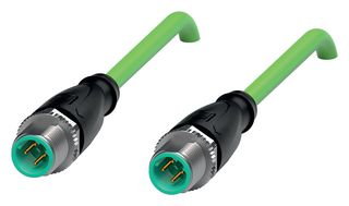 PEPPERL+FUCHS PA V1SD-G-GN2M-PUR-E2S-V1SD-G Sensor Cable, M12 Plug, M12 Plug, 4 Positions, 2 m, 6.6 ft
