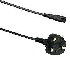 MULTICOMP PRO MP015742 Mains Power Cord, UK Plug to IEC 60320 C7, 500 mm, Black