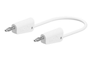 STAUBLI 64.1030-05029 Banana Test Lead, 4mm Stackable Banana Plug, 4mm Stackable Banana Plug, 19.7 ", 500 mm, White