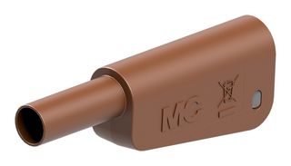 STAUBLI 66.2025-27 Banana Test Connector, 4mm, Plug, Cable Mount, 32 A, 1 kV, Gold Plated Contacts, Brown