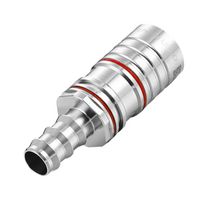 AMPHENOL LTW UQDS-02HSH01-R000 Liquid Cooling Connector, Red Ring, Stainless Steel Body, Socket, 1/4" Hose Barb, Size 02