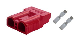 AMPHENOL AUDIO AXC502H10 Rectangular Connector, Red, 10/12 AWG, AXC50 Series, 2 Contacts, Hermaphroditic, Crimp, 1 Row