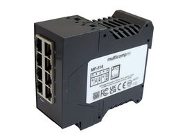 MULTICOMP PRO MP-518 Switch, 8 Ports, Industrial, Gigabit Ethernet, DIN Rail, RJ45 x 8, 10Mbps, 100Mbps, 1Gbps