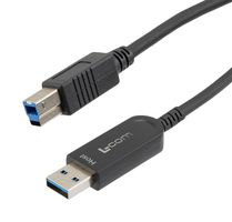 L-COM AOC-U31AMBM-BC-010 USB Cable, USB Type A Plug to USB Type B Plug, 10 m, 32.81 ft, USB 3.1, Black
