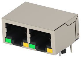 TE CONNECTIVITY 2496693-4 Modular Connector, RJ45 Jack, 1 x 2 (Ganged), 8P8C, Cat5e, Through Hole