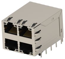 TE CONNECTIVITY 2496730-1 Modular Connector, RJ45 Jack, 2 x 2 (Stacked), 8P8C, Cat6a, Through Hole