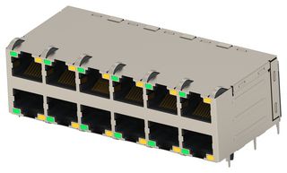 TE CONNECTIVITY 2497310-1 Modular Connector, RJ45 Jack, 2 x 6 (Stacked), 8P8C, Cat5e, Through Hole