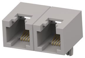 TE CONNECTIVITY 2497282-2 Modular Connector, RJ11 Jack, 1 x 2 (Ganged), 6P4C, Cat3, Through Hole