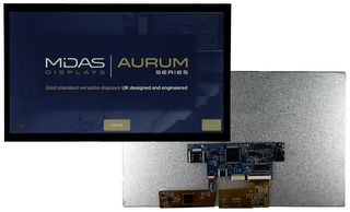 MIDAS DISPLAYS MVT-H101000C TFT LCD, 5 to 12 V, 10.1 ", 1024 x 600 Pixels, Landscape, RGB, 3.3V