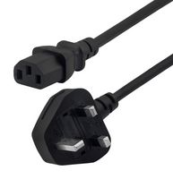 STEWART CONNECTOR PC-UK003FC13 Mains Power Cord, 90° BS 1363 Plug to IEC 60320 C13, 914.4 mm, 10 A, 250 V, Black
