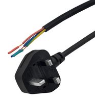 STEWART CONNECTOR PC-UK003FSL Mains Power Cord, 90 BS 1363 Plug to Free End, 914.4 mm, 10 A, 250 V, Black
