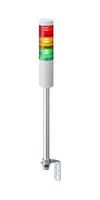 PATLITE LR5-302LINW-RYG Signal Tower, 3 Tier, Green/Red/Yellow, Off White Body, RJ-45 Connector, 24VDC, Pole/L-Bracket Mount
