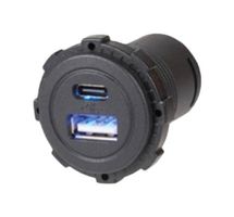 MULTICOMP PRO MP016668 USB Charger Receptacle, 12/24VDC, 2.1 A, 2 Ports, USB Type A, USB Type C