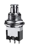 NIDEC COMPONENTS 8Y1021-Z Pushbutton Switch, 8 Series, 12.5 mm, SPDT, On-(On), Plunger for Cap