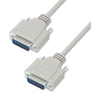 L-COM CSMN15MM-5 Computer Cable, D Sub 15 Position Plug, D Subminiature Plug, 15 Way, 5 ft, 1.52 m, Light Grey