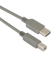L-COM ECUSBAB-4M USB Cable, Type A Plug to Type B Plug, 4 m, 13.1 ft, USB 2.0, Grey