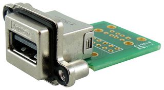 AMPHENOL COMMUNICATIONS SOLUTIONS MUSBR-AA11-30 USB Sealed Connector, USB Type A, USB 2.0, Receptacle, 4 Position, Panel Mount, IP67, IP68