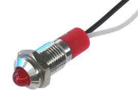 OSHINO LAMPS PL08SL115 LED Panel Mount Indicator, 625nm, 140 deg, Red, 110 V, 8 mm, 20 mA, 1 cd, IP67