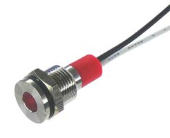 OSHINO LAMPS PL10SL013 LED Panel Mount Indicator, 625nm, 140 deg, Red, 24 V, 10 mm, 20 mA, 600 mcd, IP67