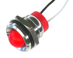 OSHINO LAMPS PL16SL116 LED Panel Mount Indicator, 625nm, 110 deg, Red, 240 V, 16 mm, 20 mA, 970 mcd, IP67