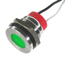 OSHINO LAMPS PL16SL026 LED Panel Mount Indicator, 520nm, 110 deg, Green, 240 V, 16 mm, 20 mA, 1.5 cd, IP67