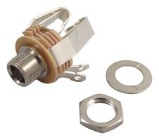 SWITCHCRAFT/CONXALL 14B Phone Audio Connector, 3 Contacts, Jack, 6.35 mm, Panel Mount, Nickel Plated Contacts, Metal Body