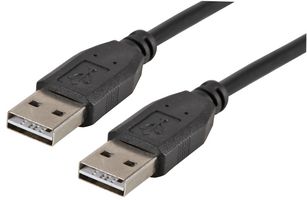 PRO SIGNAL PSG91247 USB Cable, Type A Plug to Type A Plug, 1 m, 3.28 ft, USB 2.0, Black