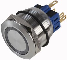 RJS ELECTRONICS RJS103-25L-F-R-B-BS-12V-67J Vandal Resistant Switch, RJSX03-25-67J Series, 25 mm, 1NO / 1NC, Momentary Spring Return